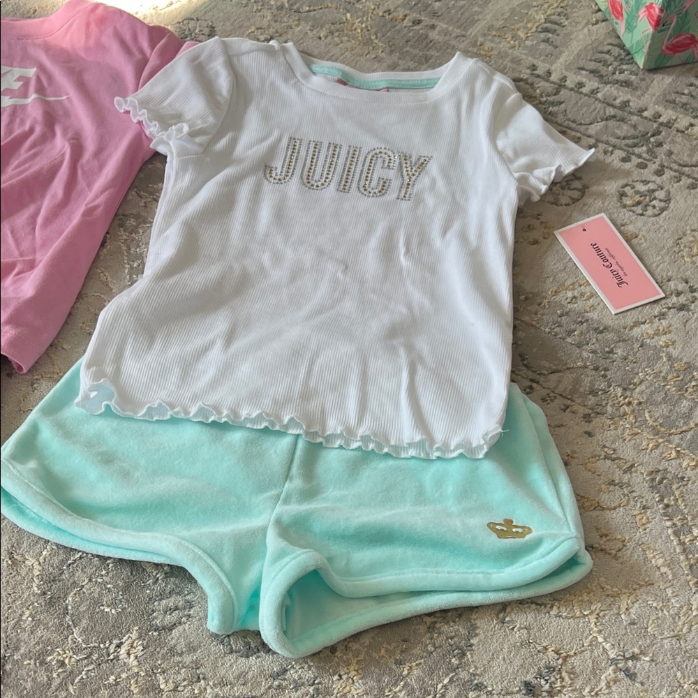 Juicy Couture White and Mint Kids Pajama Set